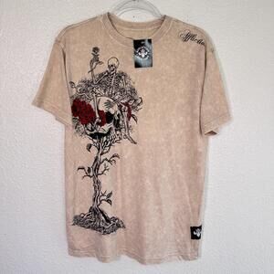 Affliction Shirt Mens Large Skeleton Skull Rose Graphic Tee Gothic Grunge Y2K